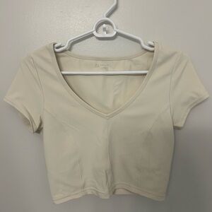 Offline by Aerie Cream Cropped Workout Top